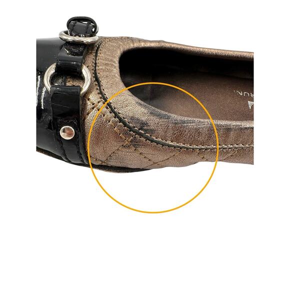 AGL Monika ballet Cap Toe flat Leather round toe Quilted bronze black 36 EU/6 US - Picture 12 of 14